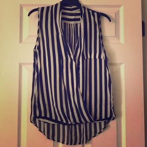 Zara Black & White Striped Sleeveless Blouse